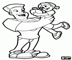 Omalovánka Holčička a dar v náručí otce