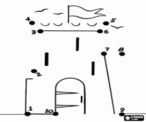 Omalovánka Hrad, tečka tečka