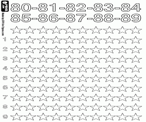 Omalovánka Hvězdy počítat od 80 do 89