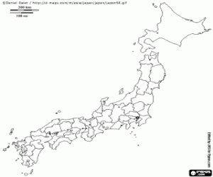 Omalovánka Japonsko mapa