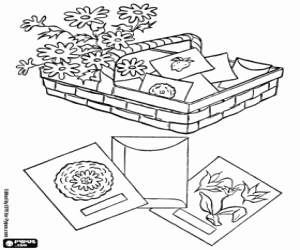 Omalovánka Jarní květinový koš