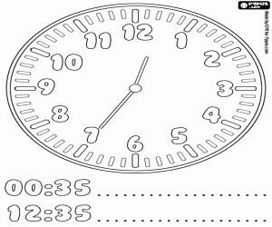 Omalovánka Je půl jedné a pět minut