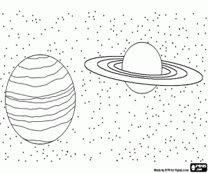 Omalovánka Jupiter a Saturn konjunkce