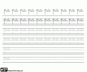 Omalovánka Kaligrafie malými písmeny s PA