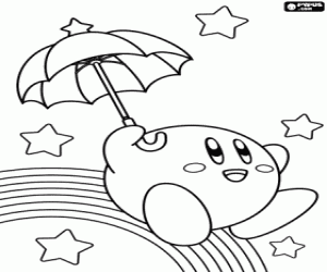 Omalovánka Kirby mezi hvězdou a rainbow