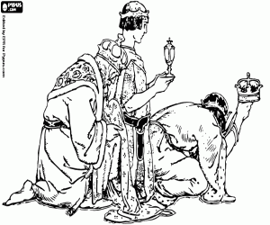 Omalovánka Klasická adorace Tří králů