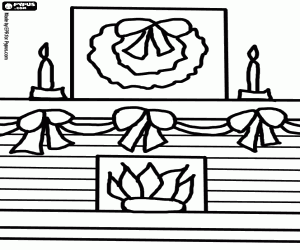 Omalovánka Krb s vánoční girlandy