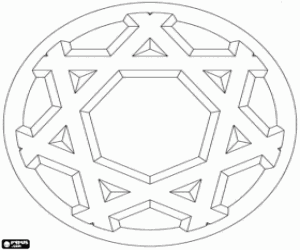 Omalovánka Kruhové mandaly Escher stylu