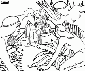 Omalovánka Kryštofa Kolumba vylodění