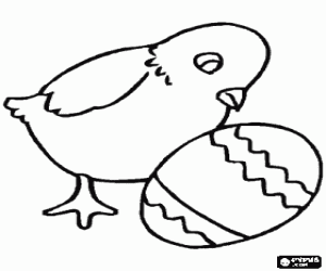 Omalovánka Kuřátko sledování velikonoční vajíčko