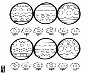 Omalovánka Květiny a velikonoční vajíčka