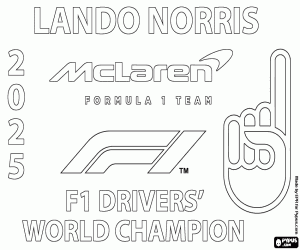 Omalovánka Lando Norris, mistr F1 v roce 2025