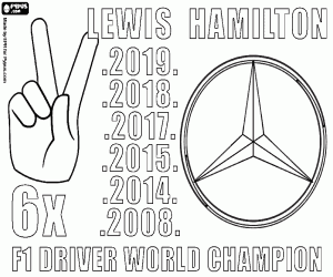 Omalovánka Lewis Hamilton, mistr světa x6