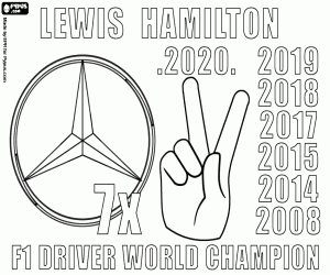 Omalovánka Lewis Hamilton, šampion F1 x7