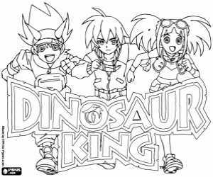 Omalovánka Logo Dinosaur King a protagonisté