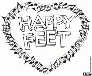 Omalovánka Logo z Happy Feet uvnitř srdce