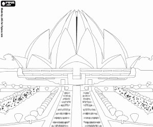 Omalovánka Lotus Temple v Dillí, Indie