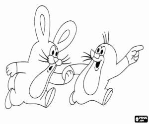 Omalovánka Malý Krtek a zajíc