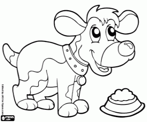 Omalovánka Malý pes spokojeni s jídlem