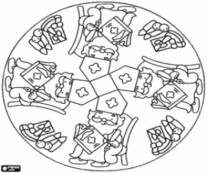 Omalovánka Mandaly s Svatý Mikuláš