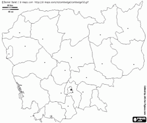 Omalovánka Mapa Kambodža
