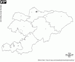 Omalovánka Mapa Kyrgyzstánu