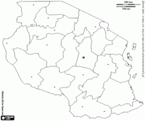 Omalovánka Mapa Tanzánie