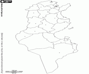Omalovánka Mapa Tuniska