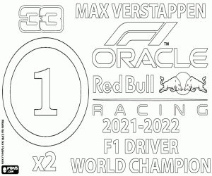 Omalovánka Max Verstappen, dvojnásobný šampion F1
