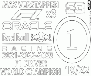Omalovánka Max Verstappen, trojnásobný šampion F1