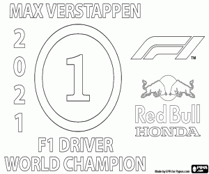 Omalovánka Max Verstappen, šampion F1 2021