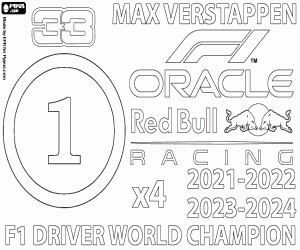 Omalovánka Max Verstappen, šampion F1 x4