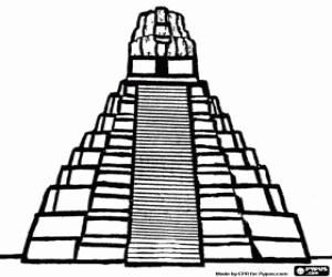 Omalovánka Mayská pyramida v Tikal, Guatemala