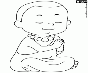 Omalovánka Meditace o chlapce buddhistický mnich
