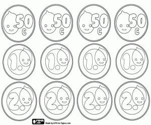 Omalovánka Mince Pypus 0,50, 1 a 2