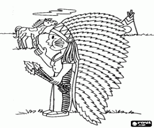 Omalovánka Mladí indiánský náčelník v nížině