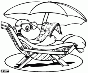 Omalovánka Muž s novinami na pláži