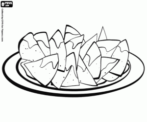 Omalovánka Nachos se sýrem, mexické jídlo