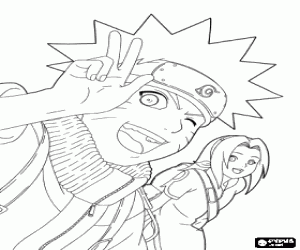 Omalovánka Naruto Uzumaki a Sakura Haruno