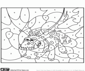 Omalovánka Obrovský drak, barva čísly