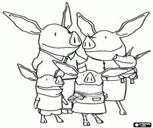 Omalovánka Olivia selátko s rodinou