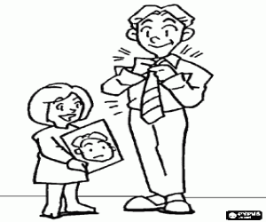 Omalovánka Otce, uzel kravaty a portrét