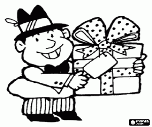 Omalovánka Otec s kloboukem a dárek