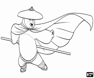 Omalovánka Po panda s kloboukem a hůl