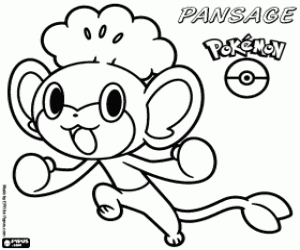 Omalovánka Pansage, opice Pokémon