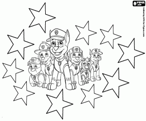 Omalovánka Paw Patrol psi a hvězdy