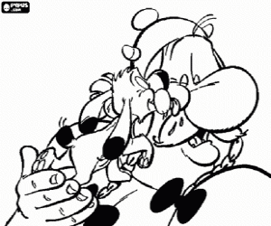 Omalovánka Pes olizuje obličej Obelix