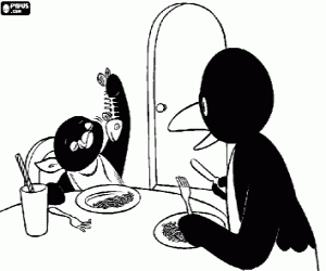 Omalovánka Pingu jí lahodné ryby