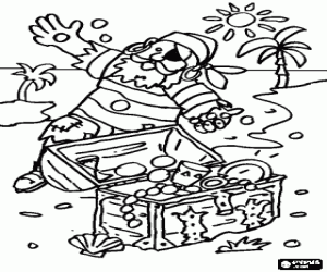 Omalovánka Pirát s zlaté mince