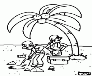 Omalovánka Piráti jsou pohřbívání poklad